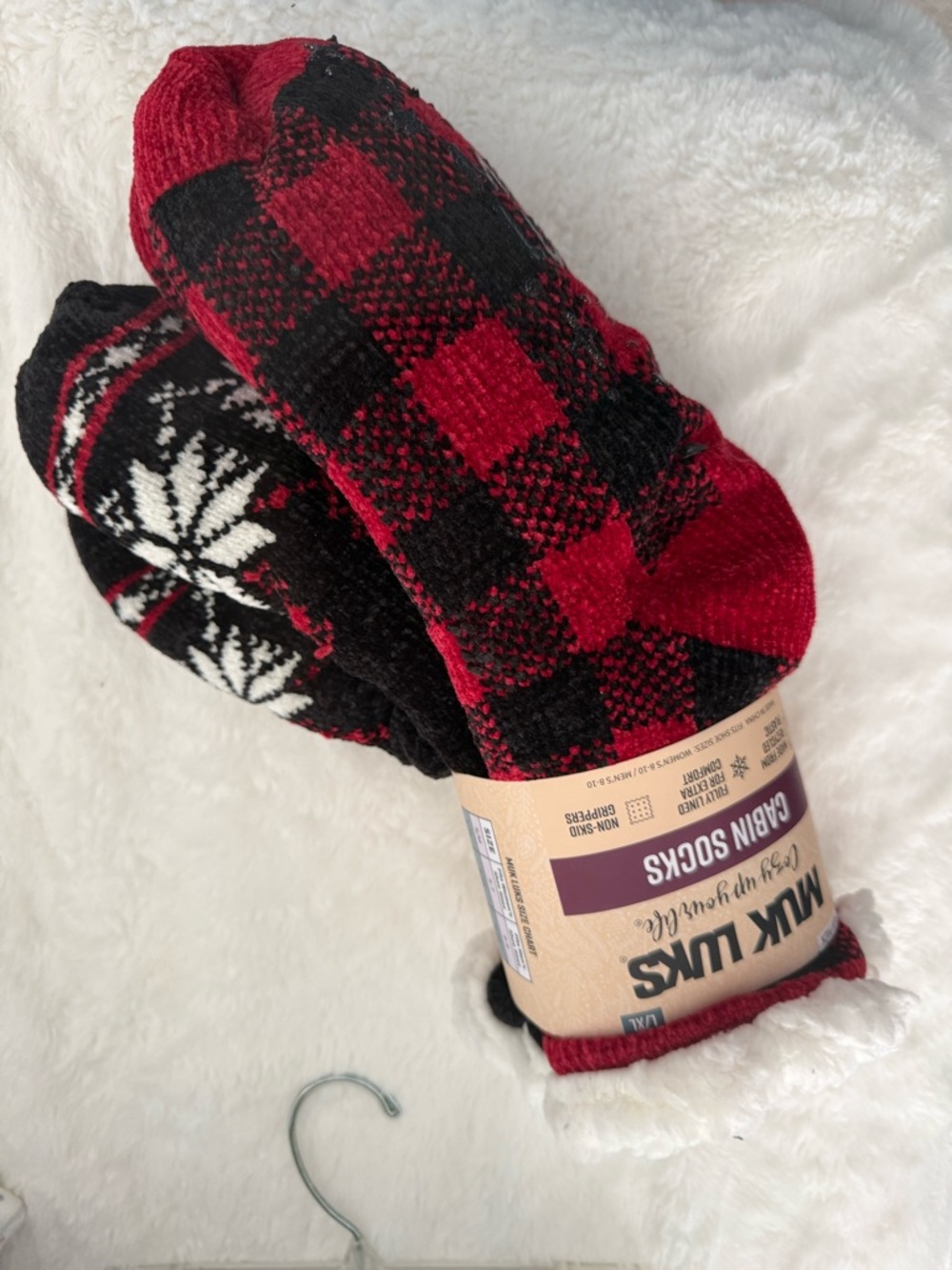 Muk Luks Red and Black Buffalo Plaid Cabin Socks
